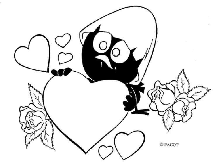 coloriage calimero et son coeur de saint valentin